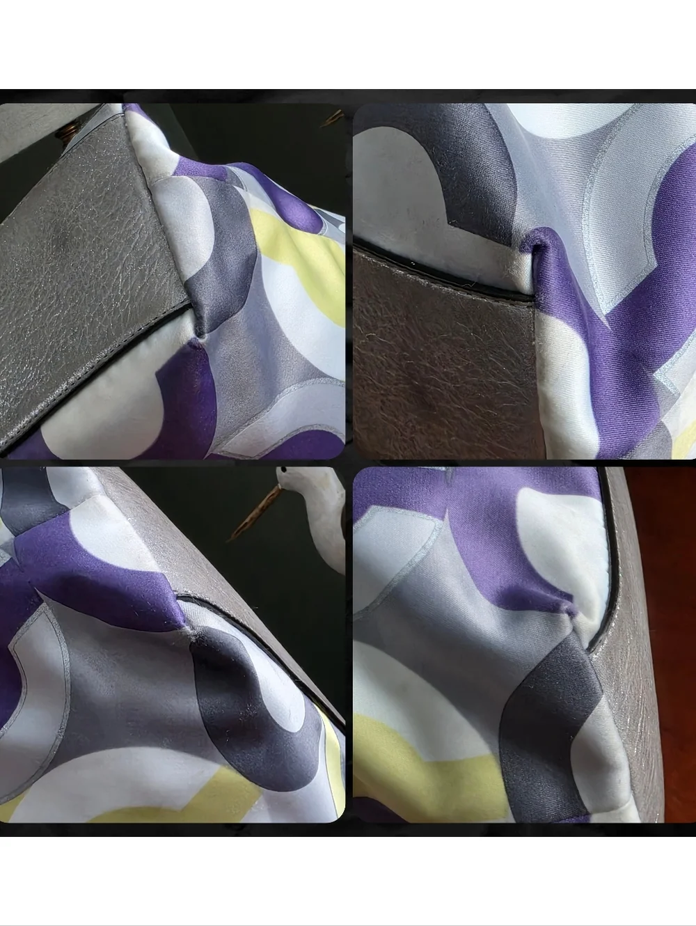 Coach 14970 Julia Op Art Silver Lavender Sateen Leather Tote Bag Y2K - Picture 9 of 16